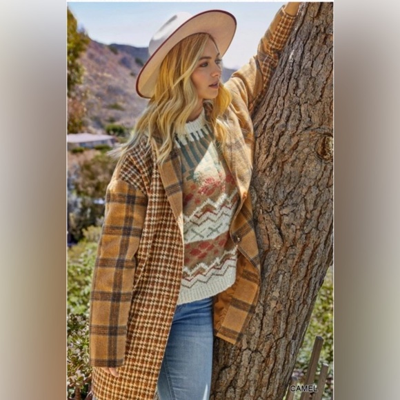 GiGio Jackets & Blazers - GiGio Mixed Oversized Coat with Buttons & Pockets